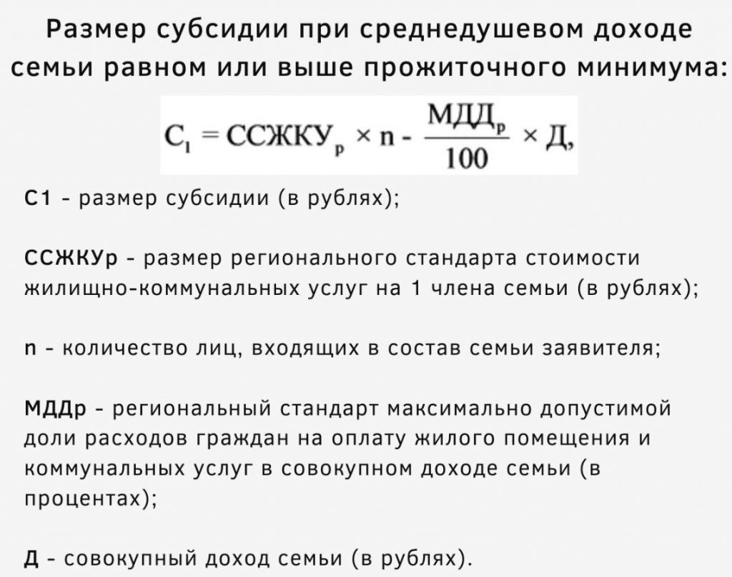 Калькулятор субсидий с примером расчета